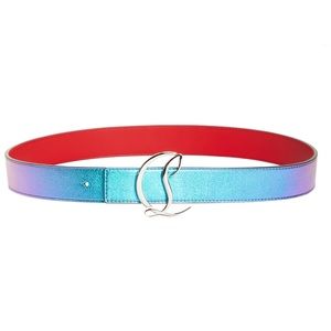 Christian Louboutin Logo Buckle Iridescent Leather Belt 65